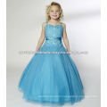 Hot sale beaded ruched ball gown skirt turquoise custom-made long girls pageant dresses CWFaf4964